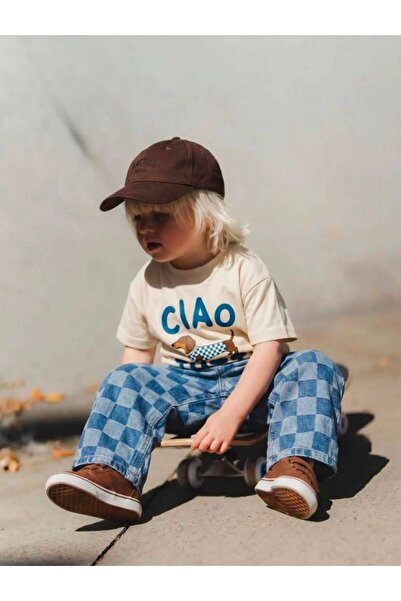 La ciel Paris Ciao Tutti T-Shirt & Mavi Damalı Pantolon 2li Takım