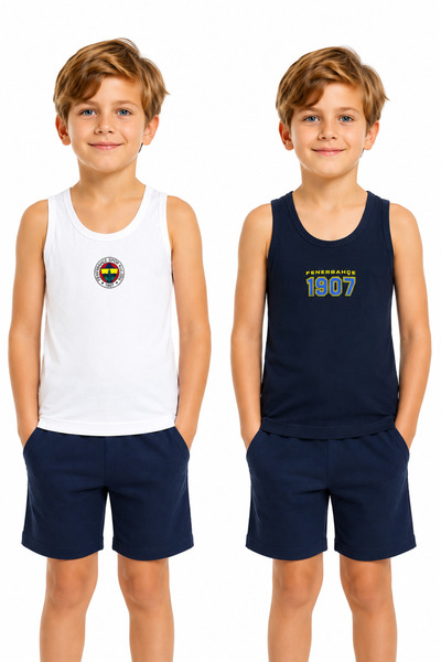 Fenerbahçe New Season 2-Piece Set Licensed Men's T-Shirt 95% Cotton 5% Elastane
