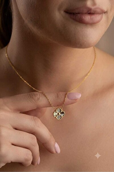 Papatya Silver 925 Ayar Gümüş Tasarım Yonca Kolye.rose.gold.rodaj Renk Seçeneği