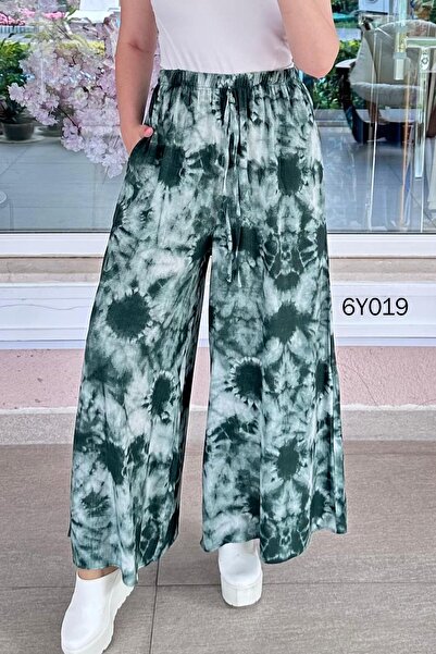 İnce Topuk Pocketed Casual Viscose Pants 6Y019