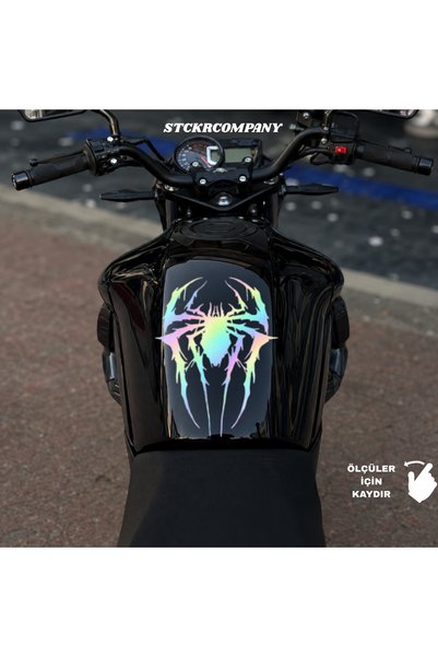STCKRCO Gotik Örümcek Sticker - Motosiklet Tank Sticker - Motor Depo Üstü Sti...