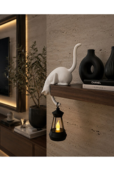 Qatman3d Dekoratif Kedi Raf Süsü LED Mumluk – 3D Baskı Tealight Fener