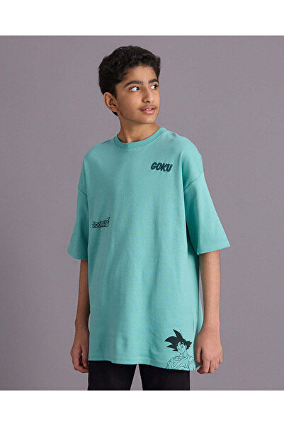 REDTAG Senior Boys Teal Oversized Graphic T Shirt