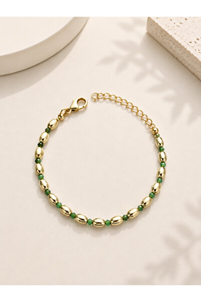 Alexis Carrel Valora Gold Green Beaded Women's Bracelet