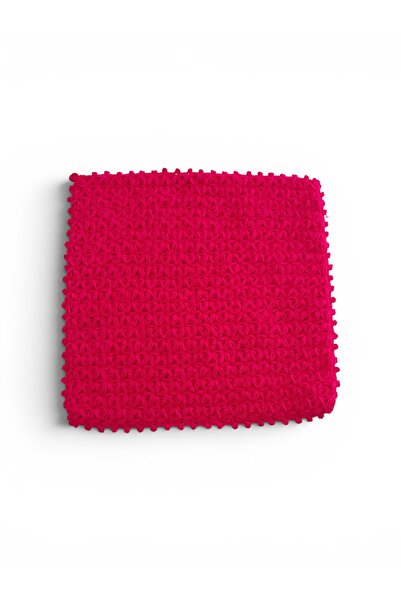 Pafuli Hand Knitted Star Model Square Bath Loofah Fuchsia