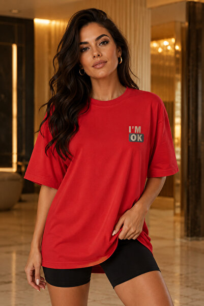 FECCY Premium majica sa printom jelena "I'm Okay" unisex oversize ženska maji...
