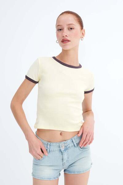 Addax Piping Detailed T-Shirt P1953