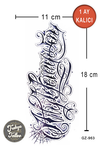 Trakya Tattoo 1 Ay Kalıcı Hayalet Dövme Yarım Kol Yazı Dövmesi GZ-963