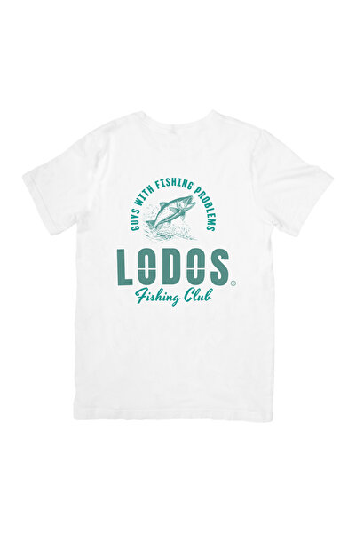 Turkuaz Alabalık Fishing Club Unisex Beyaz Premium Penye Balıkçı Tasarım Tişört