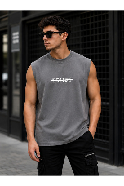 caddekombin Zero Sleeve Trust Printed Unisex Comfortable Fit Basic Cotton Com...
