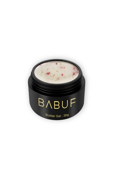 BABUF Gel de constructie Milky Flowers, flori uscate integrate, 30g