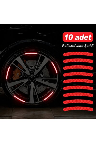 M2M 10 Adet Kırmızı Reflektif Jant Şeridi Sticker Seti – Motosiklet, Bisiklet...