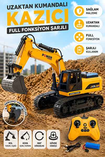 cayenna Şarjlı Uzaktan Kumandalı Kazıcı Kepçe Oyuncak Full Fonksiyonlu İş Mak...