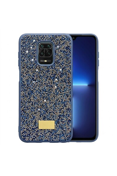 Pilanix Xiaomi Redmi Note 9 Pro Kılıf Silikon Kenarlı Taşlı Parlak Lux Diamon...