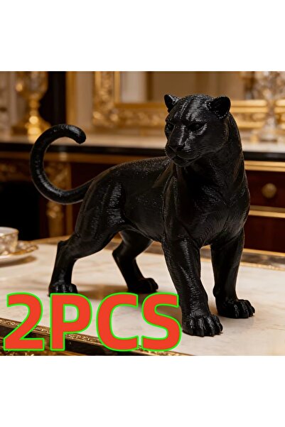 Choice1 قطعتان من تمثال النمر الأسود القوي بتصميم حالم لتزيين سطح المكتب، هدي...