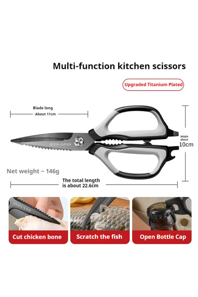 Choice1 A Stainless steel kitchen Scissors Black Titanium Chicken Bones Sciss...