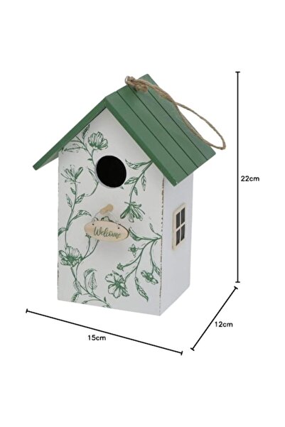 dalimag Wooden Birdhouse, 22 cm, Ideal for Garden, Side Window, Floral Design,