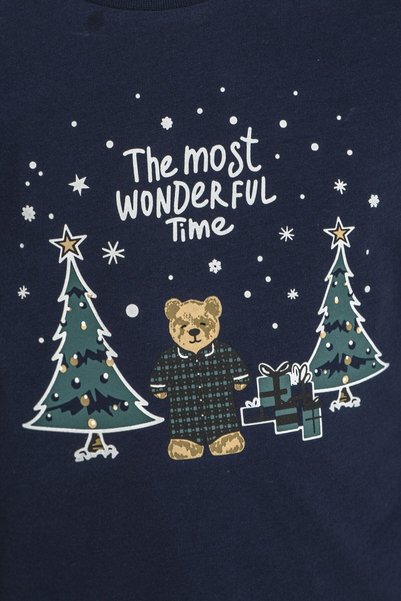 Rolypoly The Most Wonderful Time Father Son Navy Blue Long Sleeve Pajama Set Rp3937-A-V1