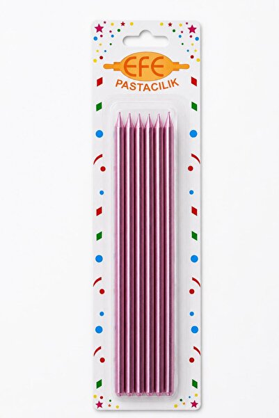 EFE PASTACILIK Metalik Rose Gold Pembe Uzun Pasta Mumu 20 Cm