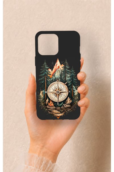 Vip Case حافظة سيليكون بنمط غابة البوصلة متوافقة مع هاتف iPhone 13 Pro Max