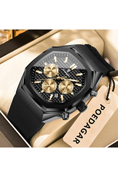 Choice8 893 Black Black Business Men's Watch Chronograph Date Silicone Strap ...