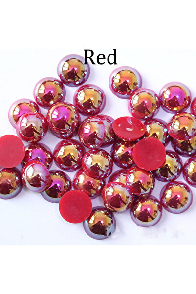 Choice66 6mm x 100Pcs Red Imitation ABS Pearl Beads Flat Back 2 3 4 5 6 8 10 ...