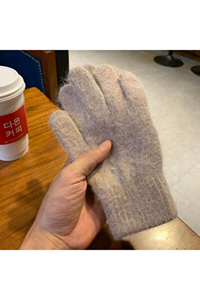 Choice5 One Size Khaki Winter Keep Warm Solid Five Finger Gloves Women Cashme...