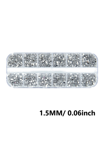 Choice1 1.5mm Clear 12 Colors Flatback Nail Art Rhinestones Nail Gems Glass A...
