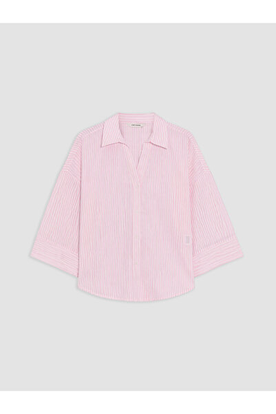 LC Waikiki Nevavm Striped Oversize Poplin Women's Shirt with a Difference