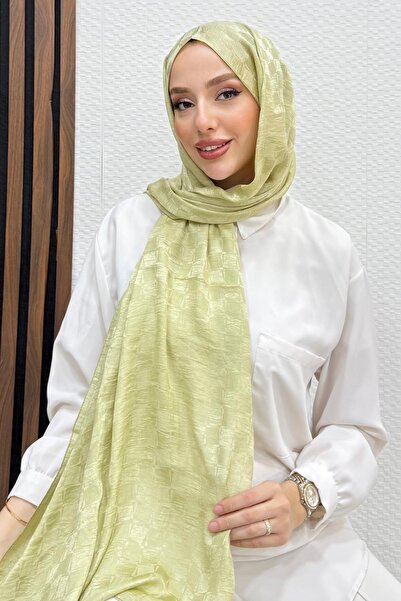 lizatesettür Asimetrik Kare Desen Şal Soft Yeşil