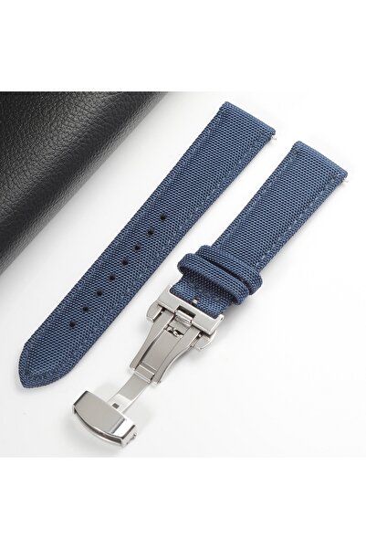 Choice21 19mm blue Butterfly Buckle Nylon Sailcloth Deployment Watch Strap 18...