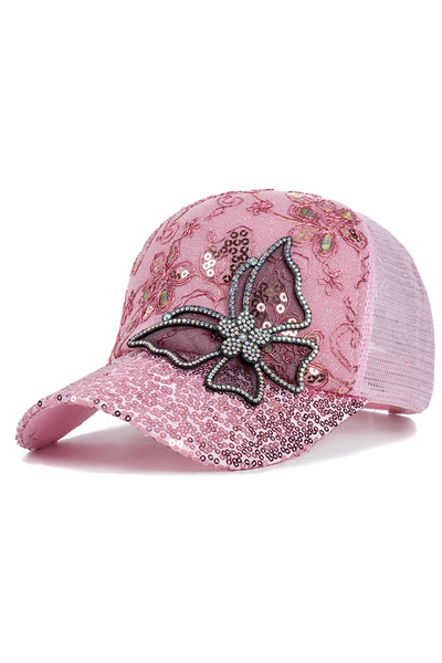 Choice 54cm-60cm Pink New Fashion Women Cap Butterfly Flower Pendant Baseball...