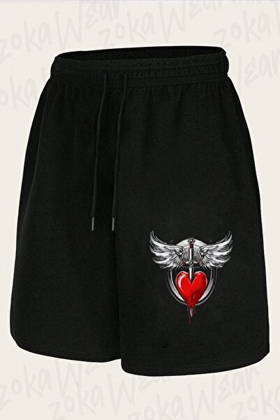 ZOKAWEAR Unisex Bon Jovi Heart Design Printed Shorts