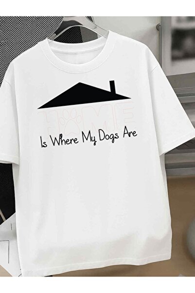 212Wear 1pc Women's Funny Lover T-Shirt - "Is Where My Dogs Are" Slogan Black...