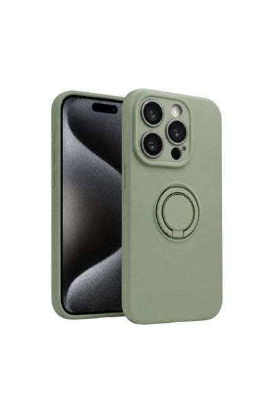 ZetGSM Калъф за iPhone 15 Pro от силикон, с ринг за закрепване и защита на ка...