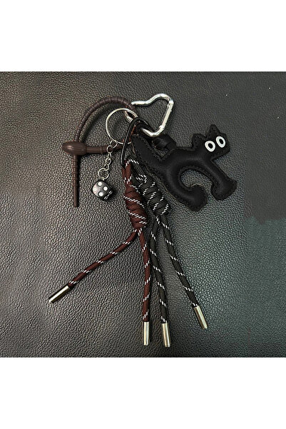 Choice1 black Classic Cute PU Leather Cat Shape Keychain Pendant Lovely Car K...