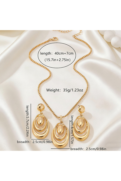 Choice XL5969 Minimalist Geometric Water Drop Jewelry Set Women Layered Oval ...
