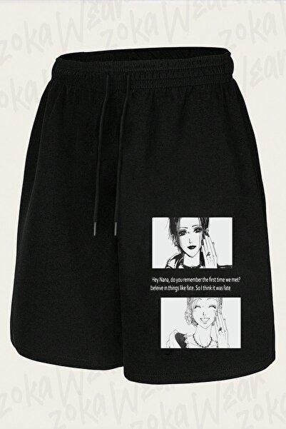ZOKAWEAR شورت مطبوع بتصميم خاص من Black Stones Nana للجنسين