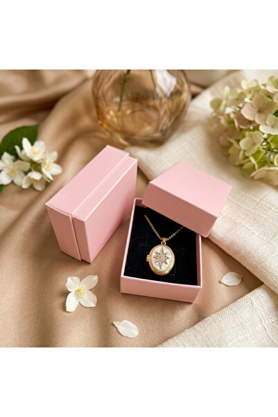 deluxe takı ve giyim Pearlescent Polar Star Locket with Lid, Openable Steel N...