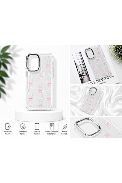 yuscerham Xiaomi Redmi Note 9 Pro Uyumlu Desenli Şeffaf Simli Gümüş Kamera Ko...