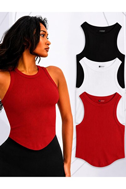 MİLYA&GYM Women's 3-Pack Cotton Ribbed Fabric Body-Fitting Skirt Oval Cyclic ...