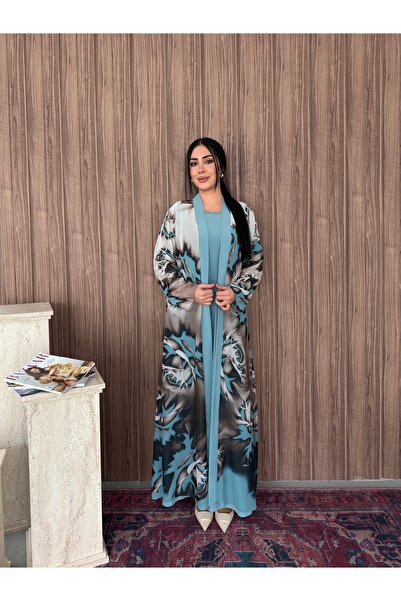 Missrosemoon Yeni Sezon Büyük Beden Tesettür 2’li Elbise Takım –Gül Desenli U...