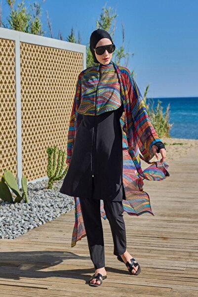 REMSA YENİ Tesettür Mayo Üzerine Tek Kaftan Kimono Pareo RP022