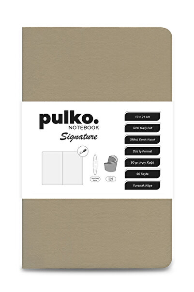 PULKO Notebook Signature Not Defteri, Terzi Dikiş, 90gr. Ivory, Düz, (0750), ...