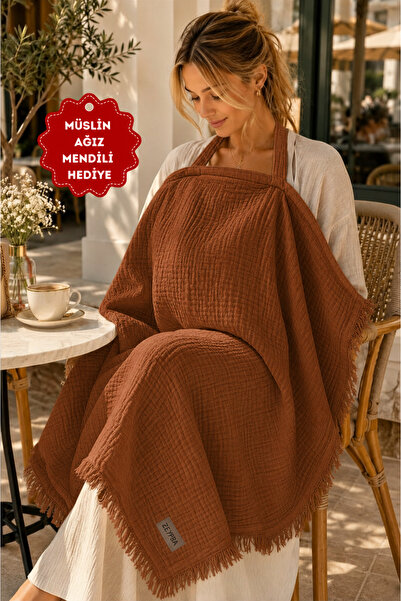 ZEYPBA 4 Layer Muslin Nursing Cover and Stroller Cover 80X110 Cm, Cinnamon 10...