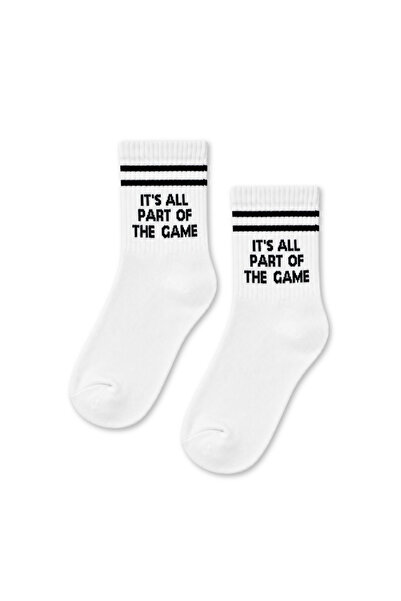 CARNAVAL SOCKS It's All Part of the Game Written Striped White Half-Toe Short...
