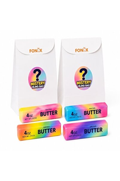FONIX Set de 2 pungi surpriză cu unt squishy curcubeu, jucărie antistres cu r...