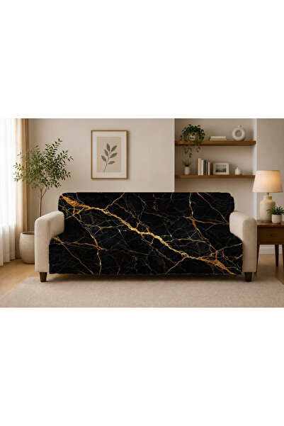Şen Dekorasyon Black Marble Pattern Sofa Cover