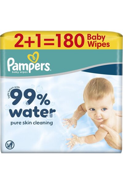 Pampers Μωρομάντηλα 99% Νερό 180 Τεμάχια (3x60 Τεμάχια)