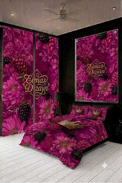 Elmas Dizayn 240*280 cm Double Wing 2 Piece Background Curtain and 240*260 cm...